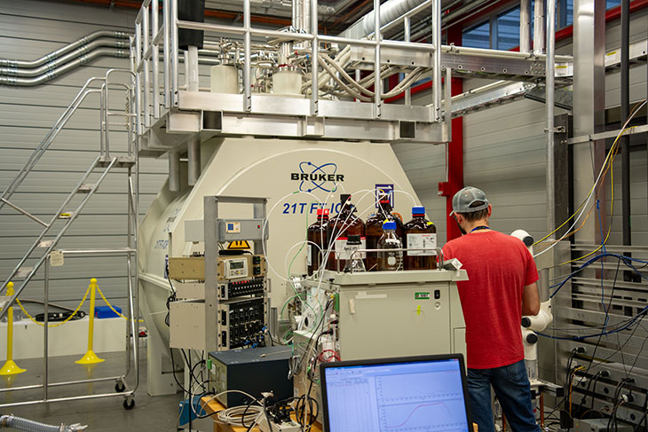 The MagLab’s 21 tesla FT-ICR system, the most powerful mass spectrometer in the world.