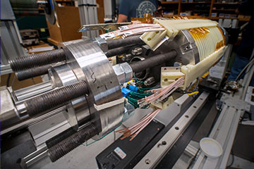 Superconducting magnet being assembled