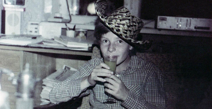 Peter at a birthday party in fifth grade. The next day he would break an arm during an adventure featuring old helicopters and Soviet tanks.