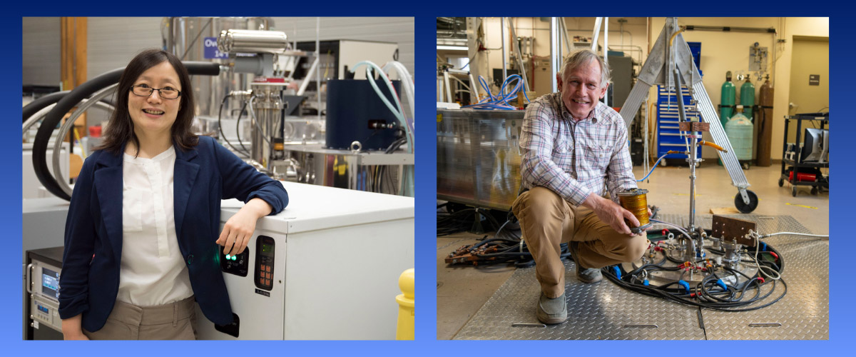 Yan-Yan Hu (l) and Ulf Trociewitz (r), MagLab researchers named to the National Academy of Inventors.