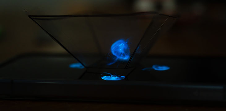 Hologram of a fish in a bowl