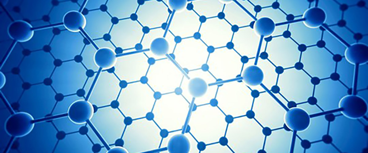 Graphic rendering of the marvel material twisted bilayer graphene, a honeycomb lattice of carbon, just two atoms thick.