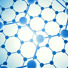 Graphic rendering of the marvel material twisted bilayer graphene, a honeycomb lattice of carbon, just two atoms thick.