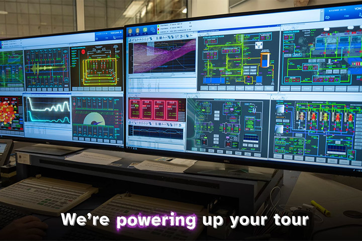 Computer monitors showing data