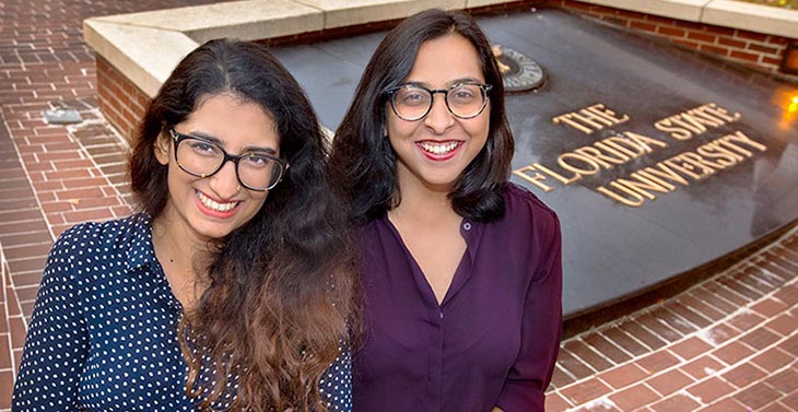 Nastaren Abad (left) with best friend Divya Bahadur. Both earned a Ph.D in engineering from the FAMU-FSU College of Engineering last year and helped each other out along the way.