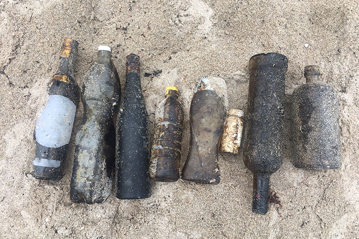 Oil-soaked debris found along the beach in southeast Florida in summer 2020