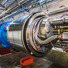 The tunnel of the Large Hadron Collider during work in 2019. 