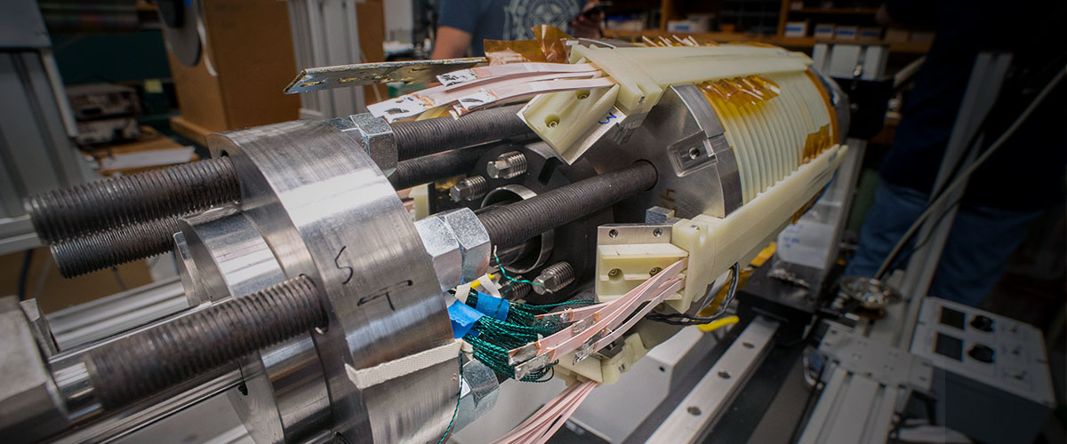 Superconducting magnet being worked on