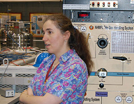 A scientist from the UK doing research using the lab's 45 tesla hybrid magnet.