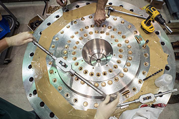 MagLab Engineers assembling a magnet