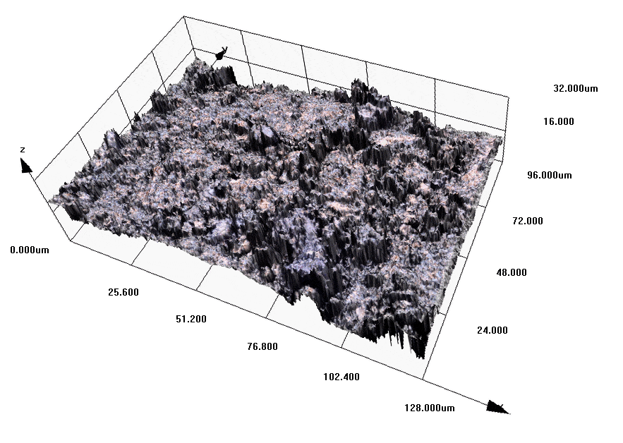 Animation of fractured surface from LaFeAs-OF sample