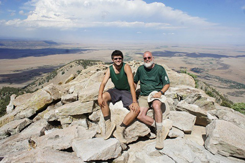 Greg Boebinger with his younger son, Scott, during a 10-day backcountry hiking trip at the Philmont Scout Ranch in June 2013.