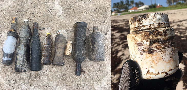 Oil-soaked debris found along the beach in southeast Florida in summer 2020 (Friends of Palm Beach).