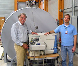 Alan Marshall, left, and ICR scientist Chris Hendrickson with the 14.5 tesla ICR magnet.
