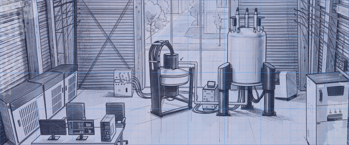 An AI/artistic rendering of the new solid-state Nuclear Magnetic Resonance magnet system to be installed at the National MagLab. 