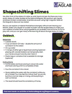 Shapeshifting Slimes worksheet cover