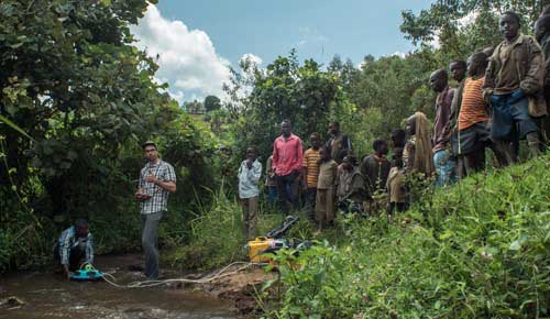 Travis Drake, former FSU postdoc and current researcher at the Swiss Federal Institute of Technology in Zürich, sampling streams in the Congo.