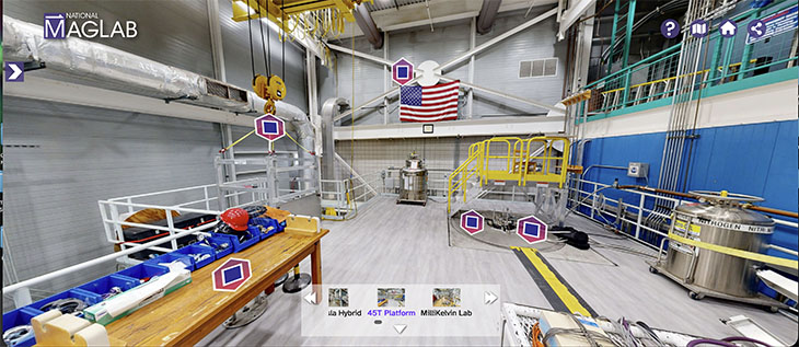The view from the virtual tour at the top of the lab’s flagship 45-tesla hybrid magnet, the strongest magnet in the world.