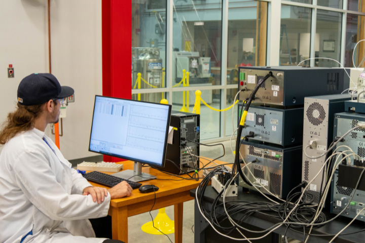 Analytical chemist David Butcher in the MagLab Ion Cyclotron Resonance facility, where scientists are working with FSU computer programmers to optimize data.