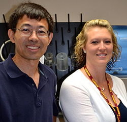Erin Smidt, a teacher at Deerlake Middle School in Tallahassee, with her mentor, scientist Jianyi Jiang.