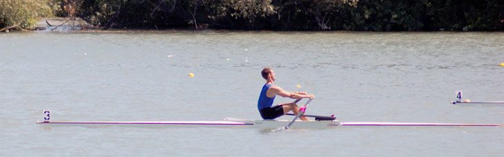 MagLab physicist William Coniglio feels the burn as he rows to victory at the 2006 Canadian Henley.