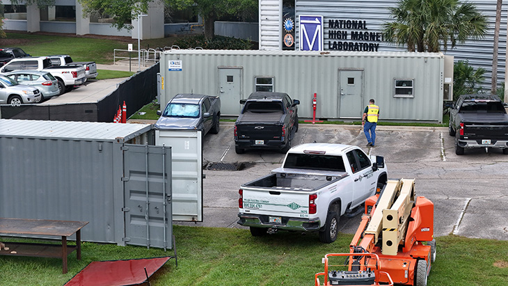 Construction work underway outside the National MagLab headquarters.