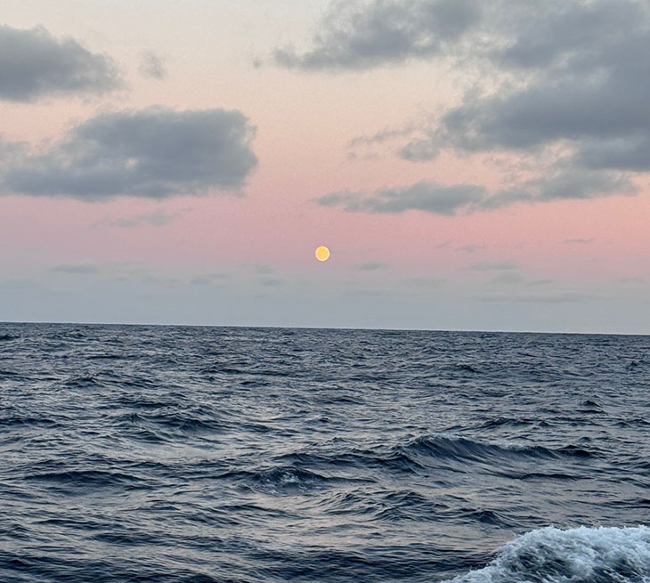 The full moon from aboard the RV Roger Revelle.