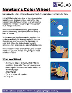 Try at home Newton’s Color Wheel worksheet cover